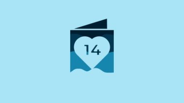 Blue Valentines day flyer with heart icon isolated on blue background. Celebration poster template for invitation or greeting card. 4K Video motion graphic animation.
