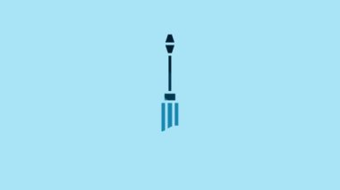 Blue Screwdriver icon isolated on blue background. Service tool symbol. 4K Video motion graphic animation.