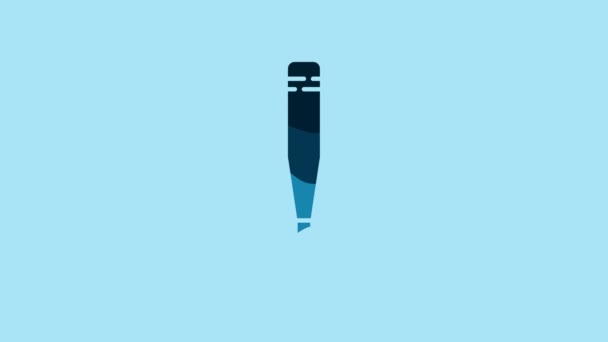 Blue Baseball Bat Icon Isolated Blue Background Video Motion Graphic — Vídeos de Stock