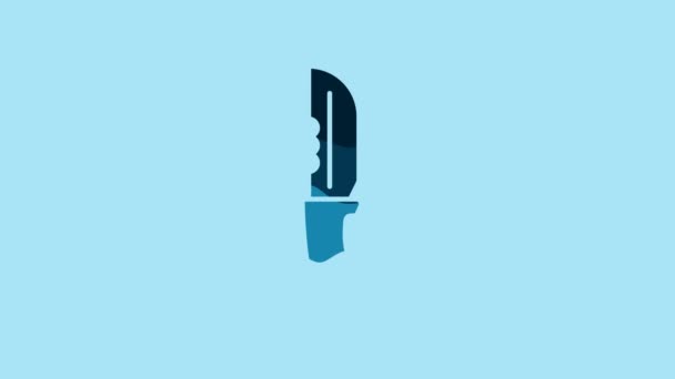 Blue Military Knife Icon Isolated Blue Background Video Motion Graphic — Stock videók