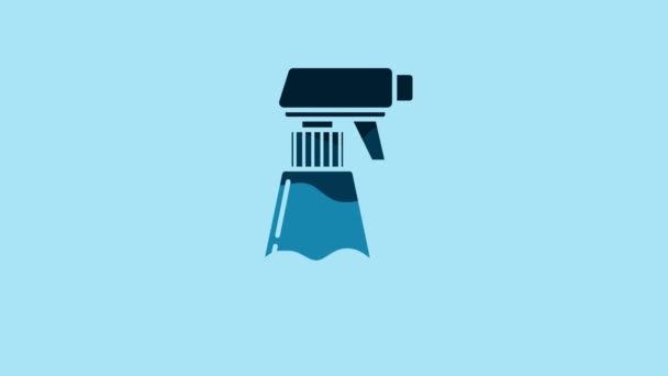 Blue Hairdresser Pistol Spray Bottle Water Icon Isolated Blue Background — Stockvideo