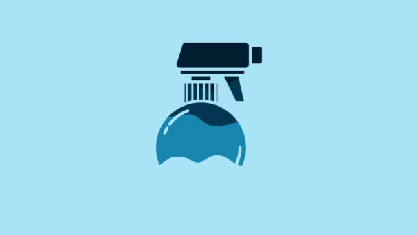 Blue Hairdresser Pistol Spray Bottle Water Icon Isolated Blue Background — ストック動画