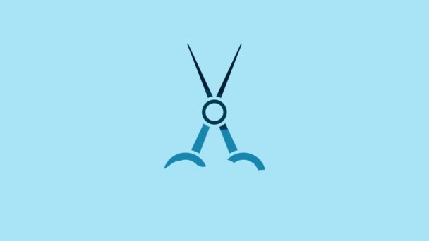 Blue Scissors Hairdresser Icon Isolated Blue Background Hairdresser Fashion Salon — Stock video
