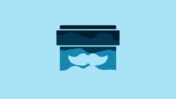 Blue Cream Lotion Cosmetic Jar Icon Isolated Blue Background Body — 图库视频影像