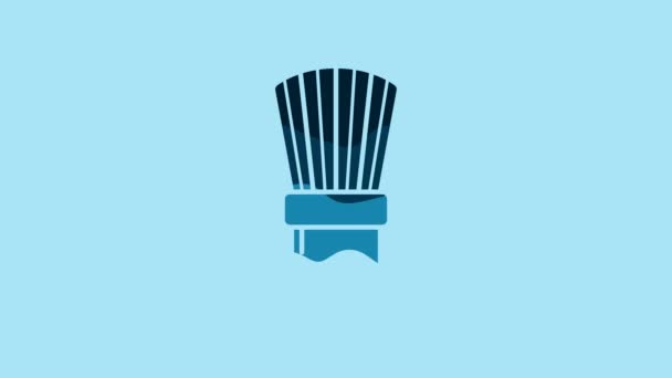 青の背景に分離された青のシェービングブラシアイコン バーバーショップのシンボル 4Kビデオモーショングラフィックアニメーション — ストック動画