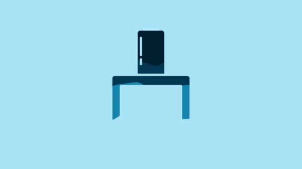 青の背景に隔離された青のアフターシェービングアイコン ケルンスプレーアイコン 男性香水瓶 4Kビデオモーショングラフィックアニメーション — ストック動画