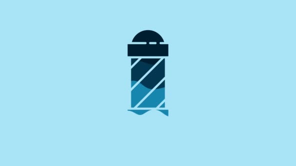 Blue Classic Barber Shop Pole Icon Isolated Blue Background Barbershop — Wideo stockowe
