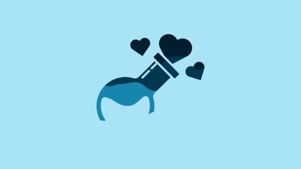 Blue Bottle Love Potion Icon Isolated Blue Background Valentines Day — Wideo stockowe