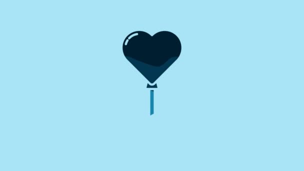 Blue Balloons Form Heart Ribbon Icon Isolated Blue Background Video — Vídeos de Stock