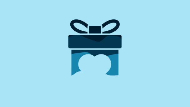 Blue Gift Box Heart Icon Isolated Blue Background Valentines Day — 图库视频影像
