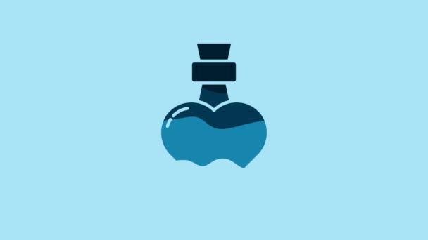 Blue Bottle Love Potion Icon Isolated Blue Background Valentines Day — Stockvideo