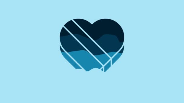 Blue Candy Heart Shaped Box Icon Isolated Blue Background Valentines — Stockvideo