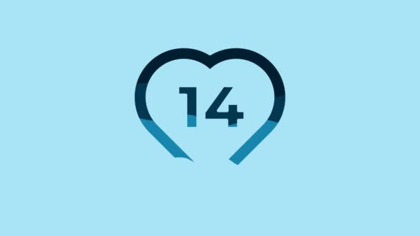 Blue Heart Icon Isolated Blue Background Romantic Symbol Linked Join — Stockvideo