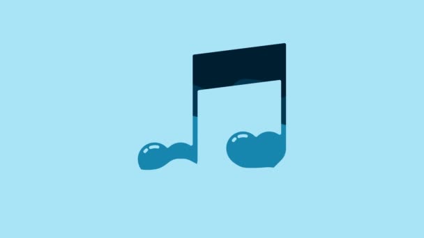 Blue Music Note Tone Hearts Icon Isolated Blue Background Valentines — Stock videók