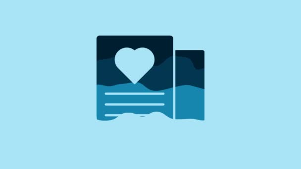 Blue Envelope Valentine Heart Icon Isolated Blue Background Message Love — Vídeos de Stock