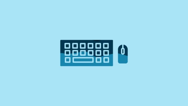 Blue Computer Keyboard Mouse Icon Isolated Blue Background Component Sign — Wideo stockowe