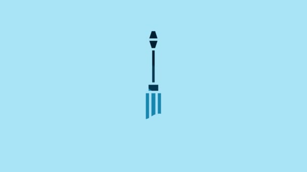 Blue Screwdriver Icon Isolated Blue Background Service Tool Symbol Video — Videoclip de stoc