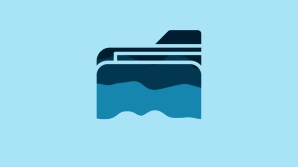 Blue Document Folder Icon Isolated Blue Background Accounting Binder Symbol — Video