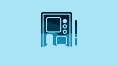 Blue Graphic tablet icon isolated on blue background. 4K Video motion graphic animation.