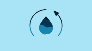 Blue Oil drop icon isolated on blue background. 4K Video motion graphic animation.