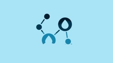 Blue Molecule oil icon isolated on blue background. Structure of molecules in chemistry. 4K Video motion graphic animation.