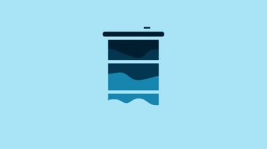 Blue Barrel oil icon isolated on blue background. 4K Video motion graphic animation.
