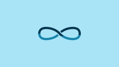 Blue Infinity icon isolated on blue background. 4K Video motion graphic animation.