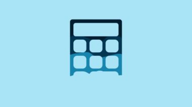 Blue Calculator icon isolated on blue background. Accounting symbol. Business calculations mathematics education and finance. 4K Video motion graphic animation.