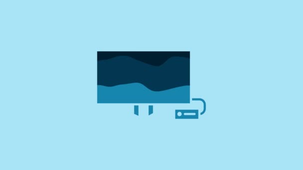 青の背景に隔離された青のスマートテレビアイコン テレビの看板 4Kビデオモーショングラフィックアニメーション — ストック動画