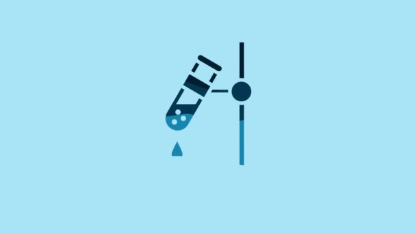 Blue Glass Test Tube Flask Fire Heater Experiment Icon Isolated — Αρχείο Βίντεο