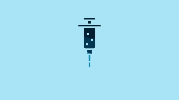 Blue Syringe Icon Isolated Blue Background Syringe Vaccine Vaccination Injection — Stockvideo