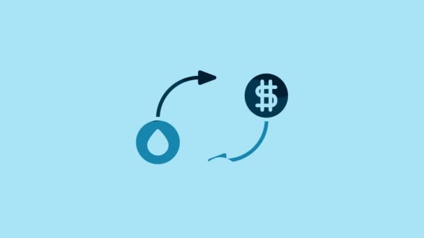 Blue Oil Exchange Water Transfer Convert Icon Isolated Blue Background — Stockvideo