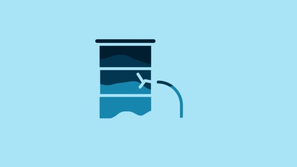 Blue Barrel Oil Leak Icon Isolated Blue Background Video Motion — Video
