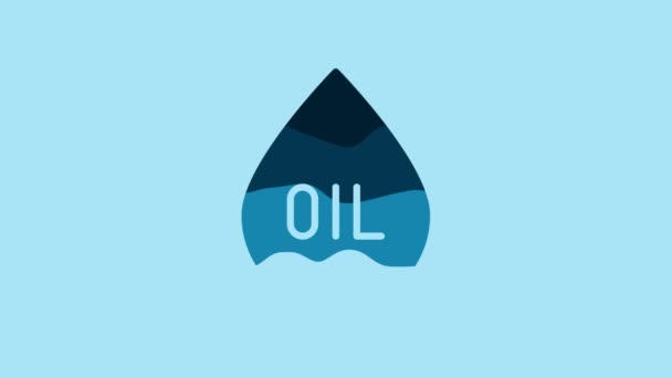 Blue Oil Drop Icon Isolated Blue Background Video Motion Graphic — Stock Video