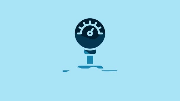 Blue Gauge Scale Icon Isolated Blue Background Satisfaction Temperature Manometer — Vídeo de stock