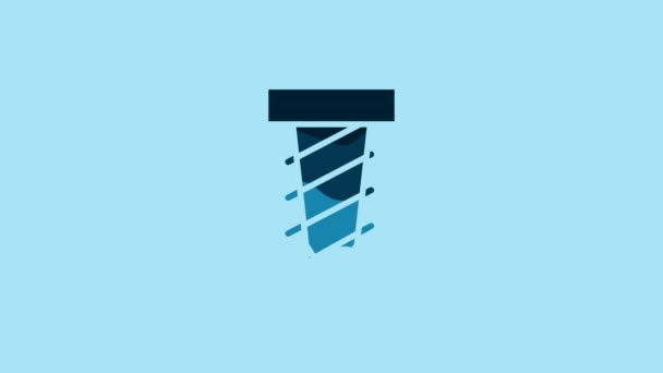 Blue Rotating Drill Digging Hole Ground Icon Isolated Blue Background — 비디오