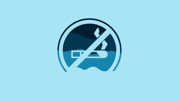 Blue Smoking Icon Isolated Blue Background Cigarette Symbol Video Motion — 비디오
