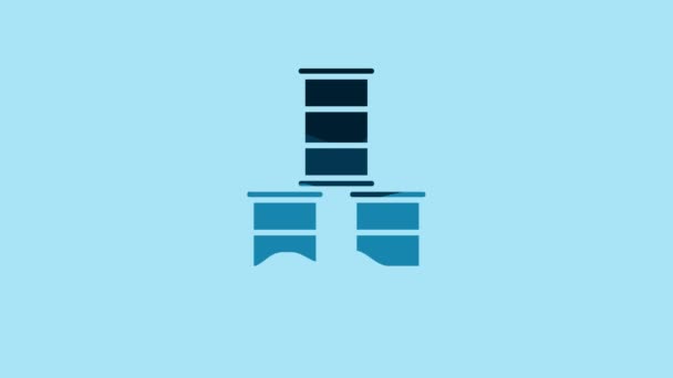 Blue Barrel Oil Icon Isolated Blue Background Video Motion Graphic — Video
