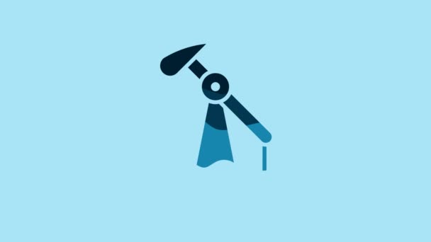 蓝色油泵或泵杰克图标隔离在蓝色背景 石油钻机4K视频运动图形动画 — 图库视频影像