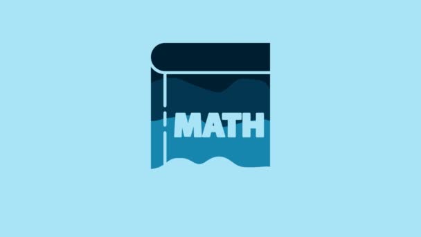 Blue Book Word Mathematics Icon Isolated Blue Background Math Book — Stockvideo