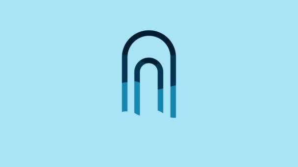 Blue Paper Clip Icon Isolated Blue Background Video Motion Graphic — Stok video