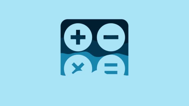 Blue Calculator Icon Isolated Blue Background Accounting Symbol Business Calculations — Wideo stockowe