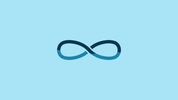 Blue Infinity Icon Isolated Blue Background Video Motion Graphic Animation — Video Stock