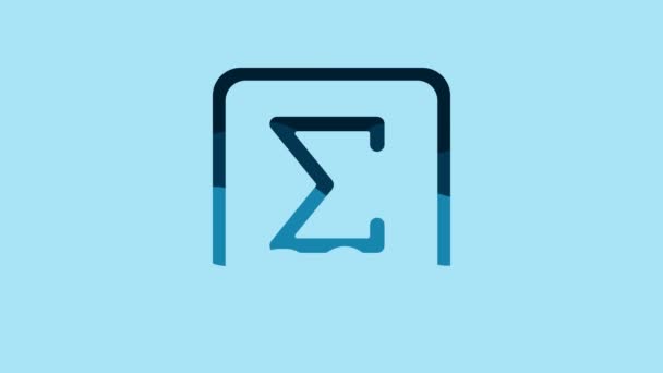 Blue Sigma Symbol Icon Isolated Blue Background Video Motion Graphic — Αρχείο Βίντεο