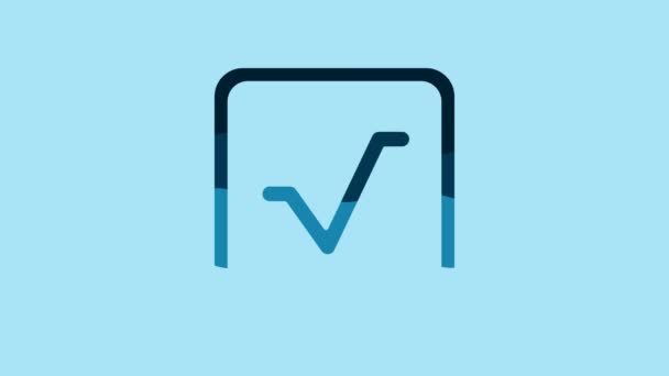 Blue Square Root Icon Isolated Blue Background Video Motion Graphic — Vídeos de Stock