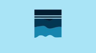 Blue Plastic bag with ziplock icon isolated on blue background. 4K Video motion graphic animation.