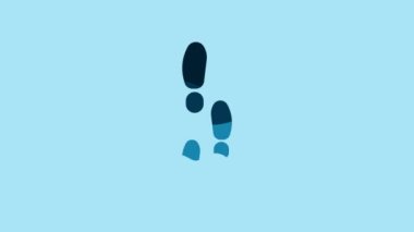 Blue Footsteps icon isolated on blue background. Detective is investigating. To follow in the footsteps. 4K Video motion graphic animation.