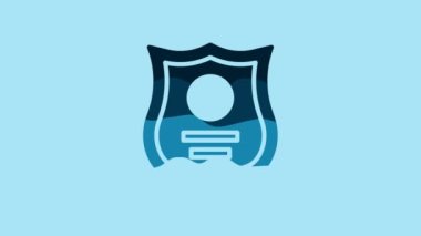 Blue Police badge icon isolated on blue background. Sheriff badge sign. 4K Video motion graphic animation.