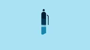 Blue Pen icon isolated on blue background. 4K Video motion graphic animation.