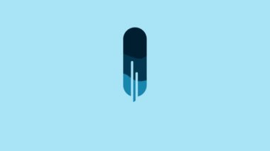 Blue Feather pen icon isolated on blue background. 4K Video motion graphic animation.